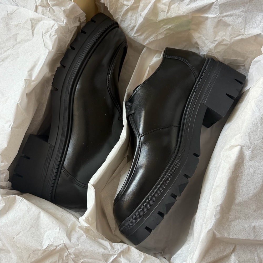 Sezane Markus Derbies Loafers Glossy Black Size 7 - Picture 2 of 4